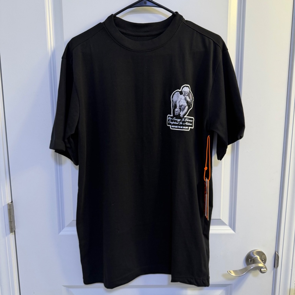 GSTR Refuse to be Silent Angel Skull Graphic Tee Black RGK-10-6115R Small - Picture 1 of 9